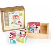 EcoToys Lesene kocke Živali, 8 kock