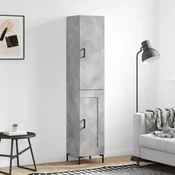 Vidaxl Visoka omara betonsko siva 34,5x34x180 cm inženirski les