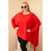 Kesi Womens Plus Size tunic made of cotton with an asymmetrical hem red