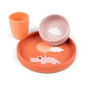 Done By Deer silikonski set za jelo Happy Clouds, Papaya