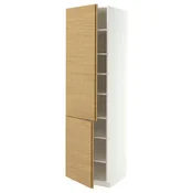 METOD Visoki element s policama/2 vrata, bela/VOXTORP imitacija hrastovine vertikalna rucka, 60x60x220 cm