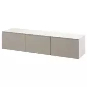 BESTA TV stalaža s vratima, bela/Hammarsmed bež, 180x42x38 cm