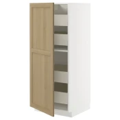 METOD / MAXIMERA Visoki element s fiokama, bela/Forsbacka hrastovina, 60x60x140 cm