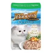 PRINCESS Cat PREMIUM vrečka - PIŠČANEC, TUNA, ZELENJAVA 70g