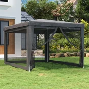 vidaXL Vrtni šotor s 4 mrežastimi stranicami antracit 3x4 m HDPE