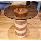 Casa Padrino luxury side table brown/white A� 48 x H. 50 cm - Round marble table with glass top - Living room furniture - Luxury furniture - Marble furniture - Luxury furnishings