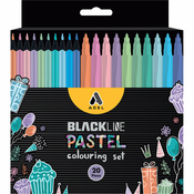 Set za bojanje Adel BlackLine - 10 olovaka i 10 flomastera, pastel
