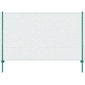 Vidaxl Žična mrežna ograja s stebrički jeklo 25x1,5 m zelena