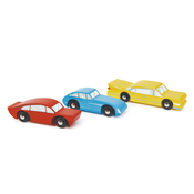 Drveni sportski automobili Retro Cars Tender Leaf Toys crveni plavi i žuti