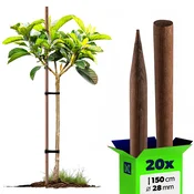 KADAX Leseni koli, nabrušeni, impregnirani koli 150 cm, podporna palica Fi 28 mm 20x, (5000362548)