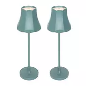 Set 2 retro namiznih svetilk mineralno modre barve, polnilne IP44 - Granny
