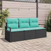 vidaXL vidaXL Kavčna garnitura 3 pcs Črna poli ratan, (5000153947)