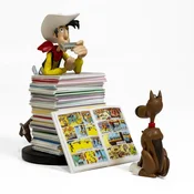 Zbirateljska figurica Plastoy Collectoys Lucky Luke in Rantanplan - Pile of Albums