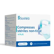 Soineo Sterile non-woven compresses 4 folds 7.5x7.5cm x50 sachets of 2
