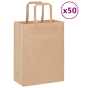 Papirnate vrecice 50 kom s ruckama smede 21x11x28 cm
