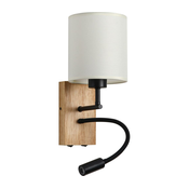 Brilagi - LED zidna svetiljka NUBILA WOOD 1xE27/25W/230V+LED/3W hrast/crna/krem