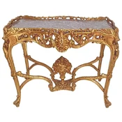 Casa Padrino baroque side table gold/gray - Rectangular antique style table with marble top - Living room furniture in baroque style - Antique style furniture - Baroque furniture