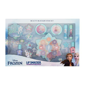 Lip Smacker Disney Frozen Beauty Blockbuster Set Set balzam za usne 2 x 3,4 g + krema za posvjetljivanje 3 x 0,8 g i 6 x 0,9 g + sjajilo za usne 4 x 2 g + lak za nokte 2 x 4,25 ml + paleta rumenila 0,75 g + paleta rumenila i highlightera 0,75 g + prsten 2 kom + kosa kopca + naljepnice za nokte + privjesak