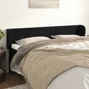 Vidaxl vidaXL Vzglavnik s krilci, črn 163x23x78/88 cm, žamet