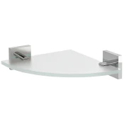 X-SQUARE steklena polica vogal, četrtkrožna 200x200 mm, krom/matno steklo - Chrome - 220x55x220 mm - Sapho - X-SQUARE - Medenina; steklo - 220 - Polica: vogal - Kvadratni - 220 - 55 - 220 - 14