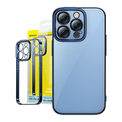 Baseus Glitter Transparent Case and Tempered Glass set za iPhone 14 Pro (plavi)