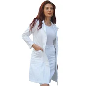 Nina Ženske medicinski mantil na kopcanje, Beli