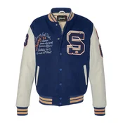 Schott NYC Prehodna jakna Teddy bež/temno modra/karamel/bela