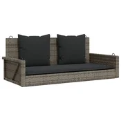 vidaXL vidaXL Gugalna klop z blazinami siva 119x56x48 cm poli ratan, (21207623)
