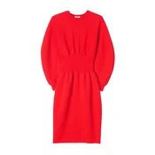 GOBI Cashmere Obleka Cashmere Sculptural Dress ognjeno rdeča