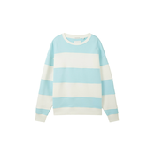 TOM TAILOR Sweater majica, svijetloplava / bijela