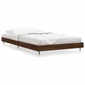 Vidaxl Posteljni okvir brez vzmetnice hrast 100x200 cm inženirski les