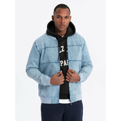 Ombre Mens denim jacket katana with cargo pockets and hood
