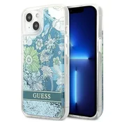 Ovitek Guess Flower Liquid Glitter za iPhone 13 mini, zelen