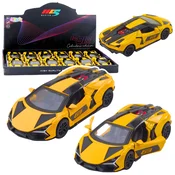 Športni dirkalni avto, kovinski, s potegom nazaj, LEAN TOYS, Rumena, 1:32