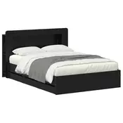 Okvir kreveta s pohranom Crna 160 x 200 cm Konstruirano drvo