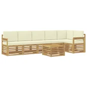 Set vanjskih sofa 7 pcs Bijela i krem 59 x 59 x 37 cm Poliester
