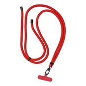OEM Vrvica za telefon, obesek za telefon – SWING (8 mm) z nastavljivo dolžino / dolžina vrvice 165 cm (največ 82,5 cm v zanki) / za nosenje prek ramena ali okoli vratu – rdeča