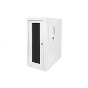 PC Schrank für Computergehäuse Glastür Digitus, inkl, Lüfter und Castorgruppe, Farbe, Siva RAL 7035