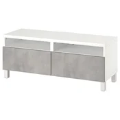 BESTA TV-omarica s predali, bela/Kallviken/Stubbarp svetlo siva, 120x42x48 cm