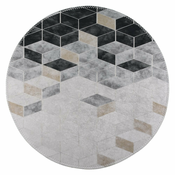 Bijelo-sivi perivi okrugli tepih o 80 cm – Vitaus