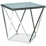 CASARREDO Kavna mizica SREBRNA B krom/dim steklo