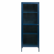 Plava metalna vitrina Unique Furniture Bronco, visina 160 cm