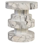 Casa Padrino luxury side table/stool in marble look white A� 38 x H. 45 cm - Living room furniture in marble look - Luxury furniture - Luxury interior