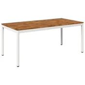vidaXL Vrtnna jedilna miza Naravna in bela 180 x 88,5 x 75 cm