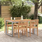 vidaXL vidaXL Zunanja jedilna miza Siva 140x80x75 cm Jeklo in trdi les akacije, (22089764)