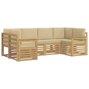 Set vanjskih sofa 5 pcs Bijela i Bež 245 x 128,5 x 73 cm