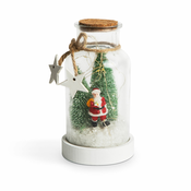Božična LED dekoracija steklenička z božičkom in božičnim drevesom