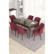 Hanah Home Set Trpezarijski sto i 6 stolica Eva, Bordo-braon
