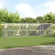 Vidaxl Kletka za piščance srebrna 800 x 200 x 198.5 cm Pocinkano jeklo