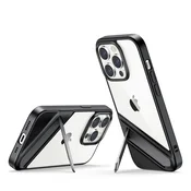 shumee Trdi ovitek z gel okvirjem in vgrajenim stojalom za iPhone 14 Pro, črne barve